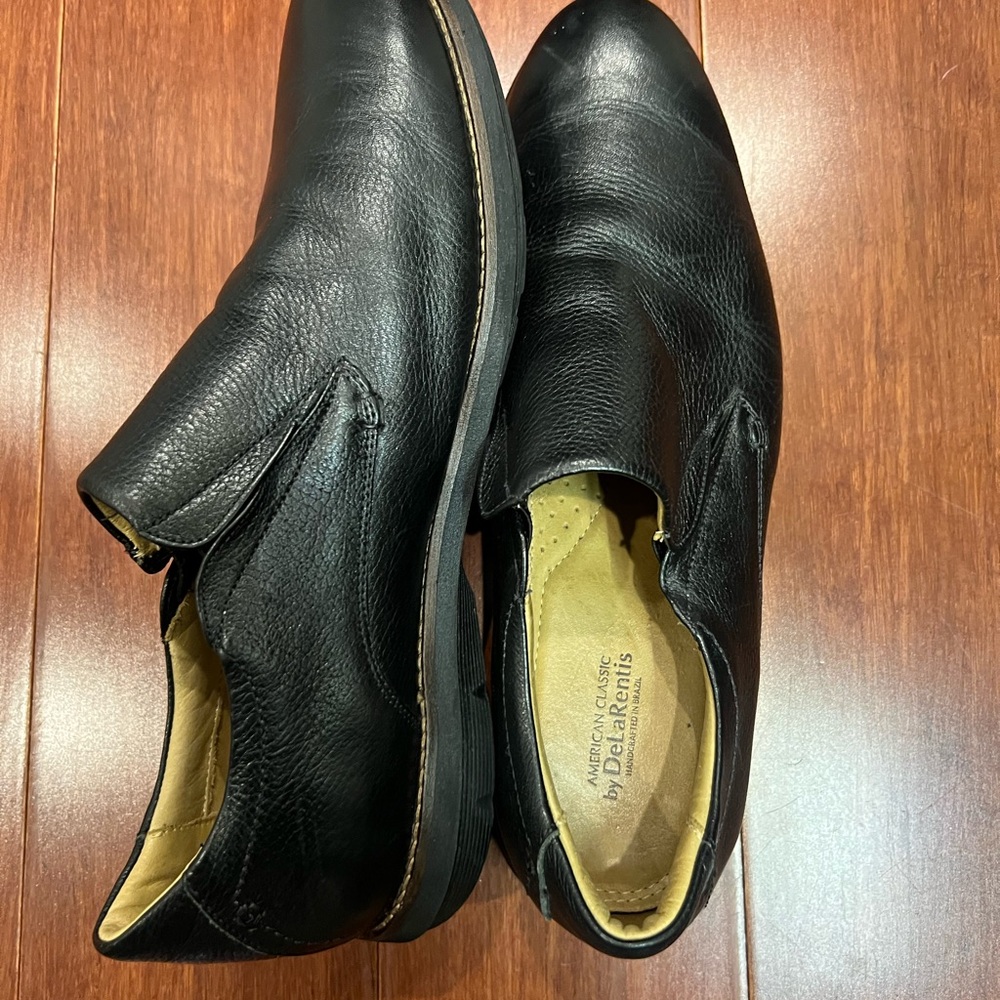DelLaRentis Black Leather Men's Slip-On Loafers - Picture 5 of 10